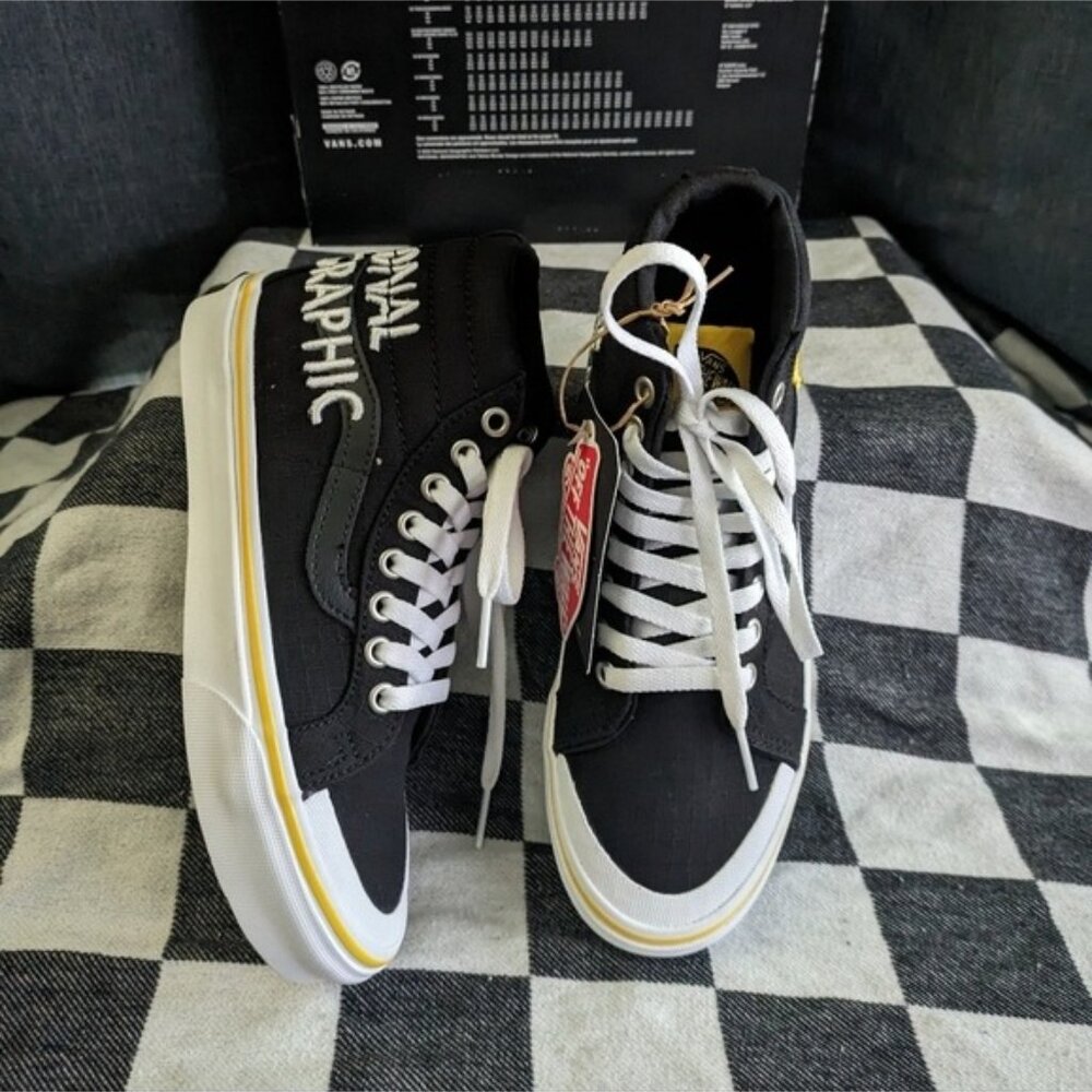 Vans National Geographic Box Logo SK8 Hi Reissue Women Black White 112025 Gf - Picture 9 of 11